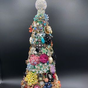 Tabletop Vintage Jewelry Christmas Tree